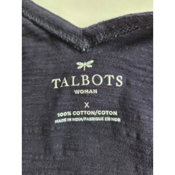 Talbots Petites Women’s Top 1X Navy Cotton Scalloped Embroidered Eyelet Hem - Picture 6 of 6